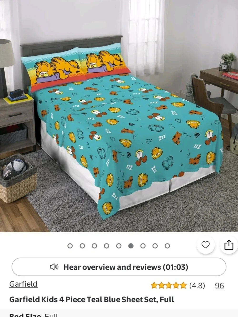 Garfield Multicolor Cartoon Comforter Set-Full- Kids Bedding